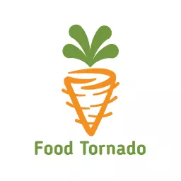 Vibrant Green and Orange Carrot Design Representing Food Tornado Logo Template