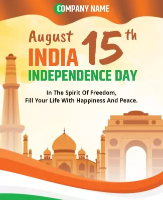 Vibrant Green and Orange India Independence Day Flyer Template