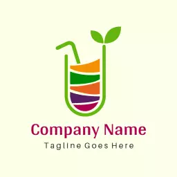 Vibrant Green and Orange Juice Design for Fresh Beverages Logo Template