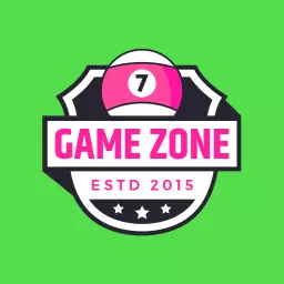 Vibrant Green and Pink Game Zone Badge Celebrating Fun Logo Template
