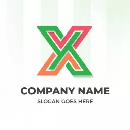 Vibrant Green and Pink X Letter Design for Branding Logo Template