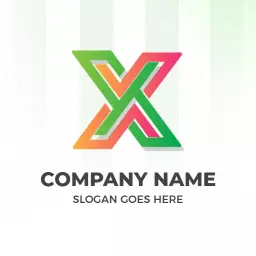 Vibrant Green and Pink X Letter Design for Business Logo Template