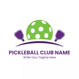 Vibrant Green and Purple Design for Pickleball Club Logo Template