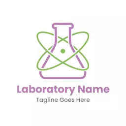 Vibrant Green and Purple Laboratory Equipment Science Logo Template
