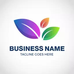Vibrant Green and Purple Leaves Representing Business Growth Logo Template