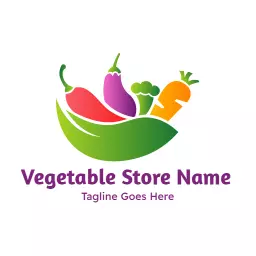 Vibrant Green and Purple Vegetable Store Grocery Logo Template