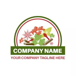Vibrant Green and Red Spice Blends for Culinary Innovation Logo Template