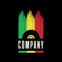 Vibrant Green and Yellow Brush Strokes Celebrating Reggae Logo Template