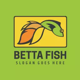 Vibrant Green and Yellow Design Featuring Betta Fish Logo Template