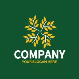 Vibrant Green and Yellow Leaf Motif for Plant Business Logo Template