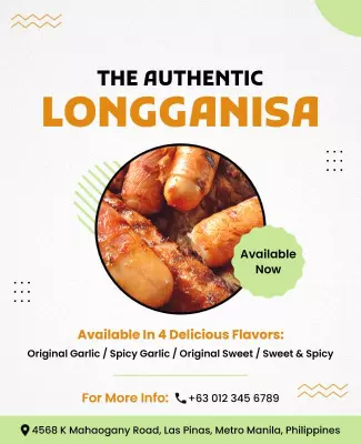 Vibrant Green Authentic Longganisa Food Promotion Poster Template