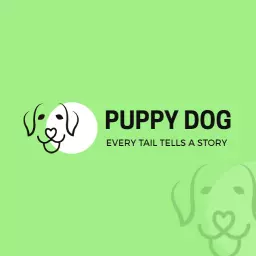 Vibrant Green Background Illustrating Puppy Dog Love Logo Template