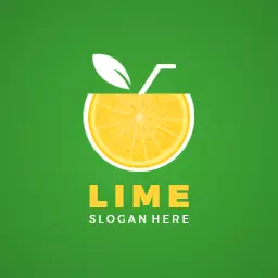 Vibrant Green Background with Fresh Lime Slice Logo Template