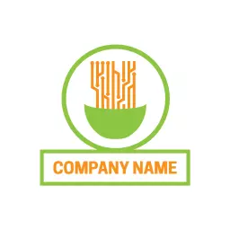 Vibrant Green Bowl with Noodles Design for Culinary Logo Template