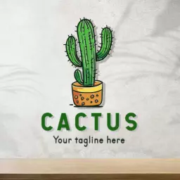 Vibrant Green Cactus Design for Creative Business Logo Template