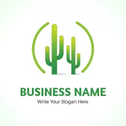 Vibrant Green Cactus Design Representing Eco-Friendly Business Logo Template