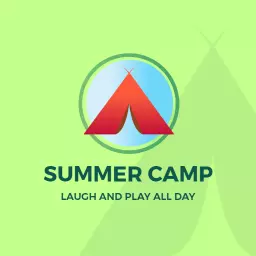 Vibrant Green Campfire Adventure for Summer Camp Logo Template