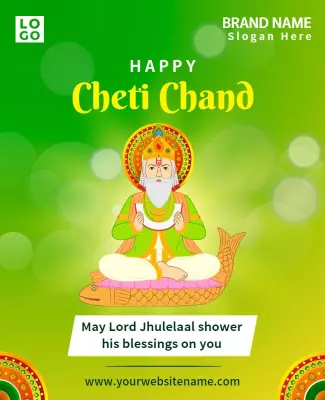 Vibrant Green Celebration of Cheti Chand Poster Template