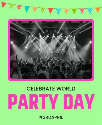 Vibrant Green Celebration of World Party Day Poster Template