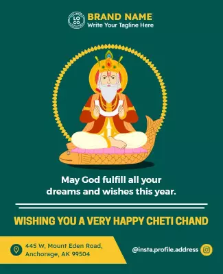 Vibrant Green Cheti Chand Festival Celebration Poster Template