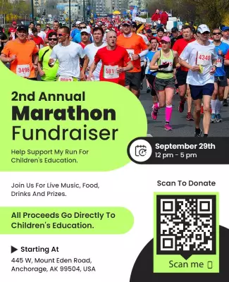 Vibrant Green Community Marathon Fundraiser Poster Template