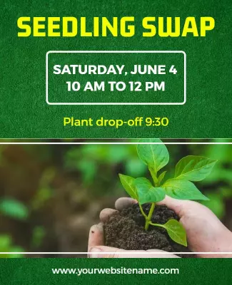 Vibrant Green Community Seedling Swap Event Poster Template