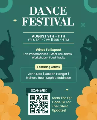 Vibrant Green Dance Festival Live Performance Poster Template