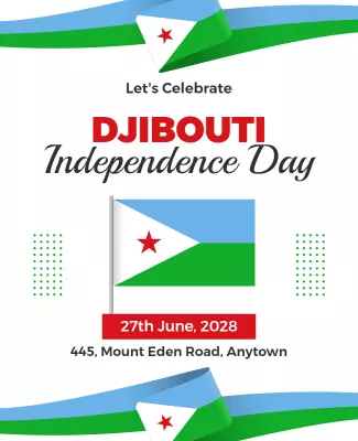 Vibrant Green Djibouti Independence Day Celebration Poster Template