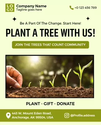 Vibrant Green Eco-Friendly Tree Planting Campaign Poster Template