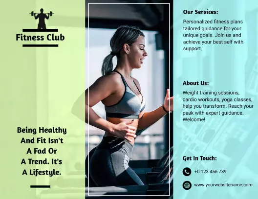 Vibrant Green Fitness Club Personalized Training Brochure Template