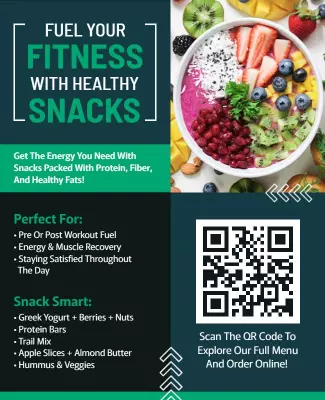 Vibrant Green Fitness Healthy Snacks Guide Poster Template