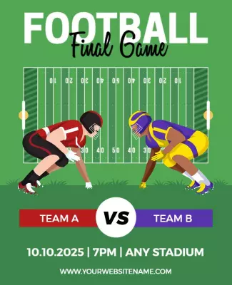 Vibrant Green Football Final Game Challenge Poster Template