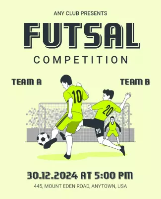 Vibrant Green Futsal Competition Sports Event Poster Template