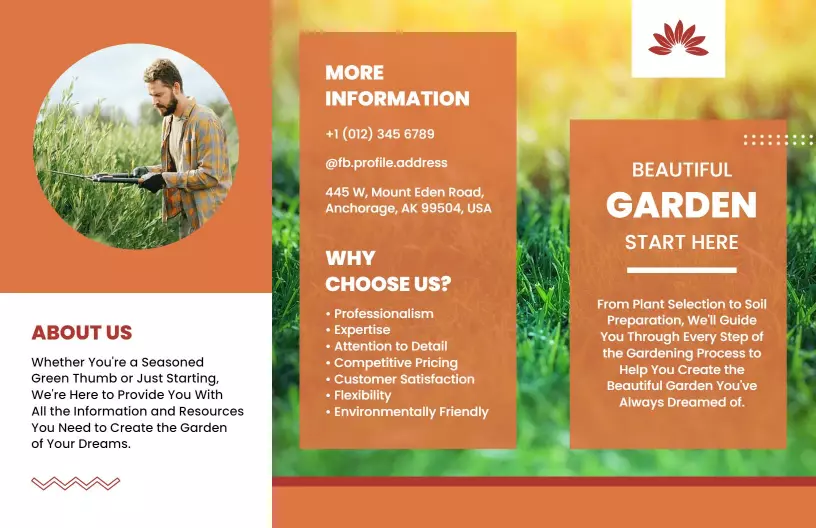 Vibrant Green Gardening Services Plan and Information Brochure Template
