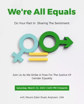 Vibrant Green Gender Equality Advocacy Event Poster Template