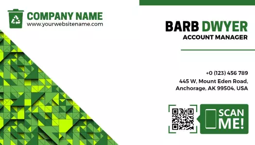 Vibrant Green Geometric Recycling Business Card Template