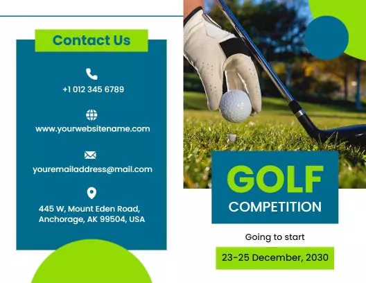 Vibrant Green Golf Competition Event Registration Brochure Template