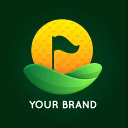 Vibrant Green Golf Course Design Featuring Gradient Logo Template
