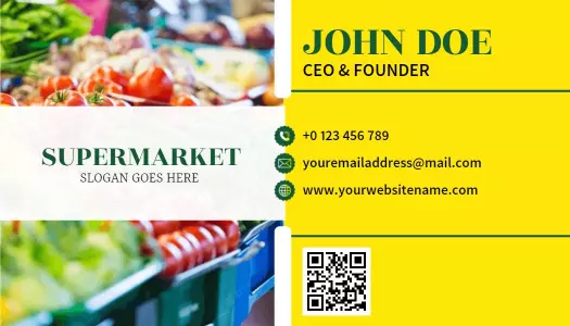 Vibrant Green Grocery Store Supermarket Business Card Template