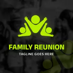 Vibrant Green Illustration of Family Bonding for Reunion Logo Template