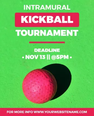 Vibrant Green Intramural Kickball Tournament Poster Template