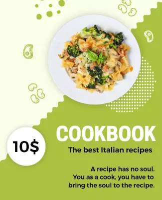 Vibrant Green Italian Cookbook Recipe Poster Template