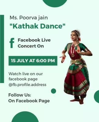 Vibrant Green Kathak Dance Live Concert Poster Template