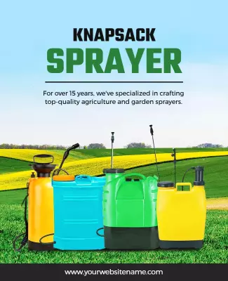 Vibrant Green Knapsack Sprayer for Gardening Poster Template