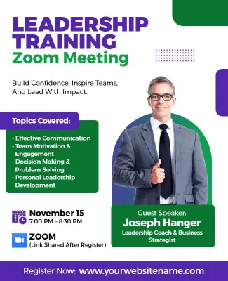 Vibrant Green Leadership Development Webinar Flyer Template