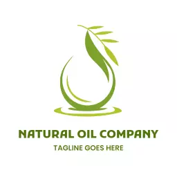 Vibrant Green Leaf and Oil Drop Design for Natural Oil Logo Template