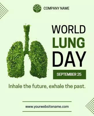 Vibrant Green Lungs Symbolize World Lung Day Awareness Poster Template