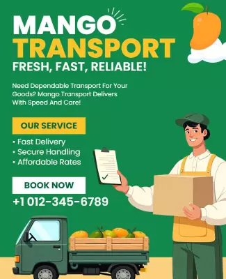 Vibrant Green Mango Transport Service Delivery Poster Template
