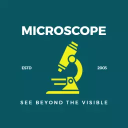 Vibrant Green Microscope Revealing Details in Science Logo Template