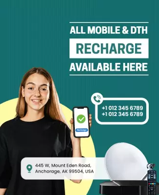Vibrant Green Mobile and DTH Recharge Service Poster Template